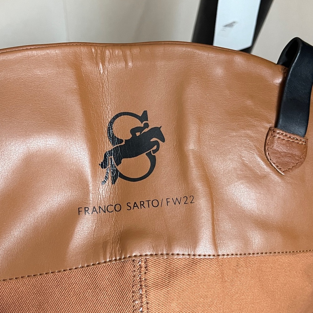 NEW Franco Sarto Meyer Knee High Boots TwoTone Black and Brown Tall Riding Boots - Picture 8 of 12